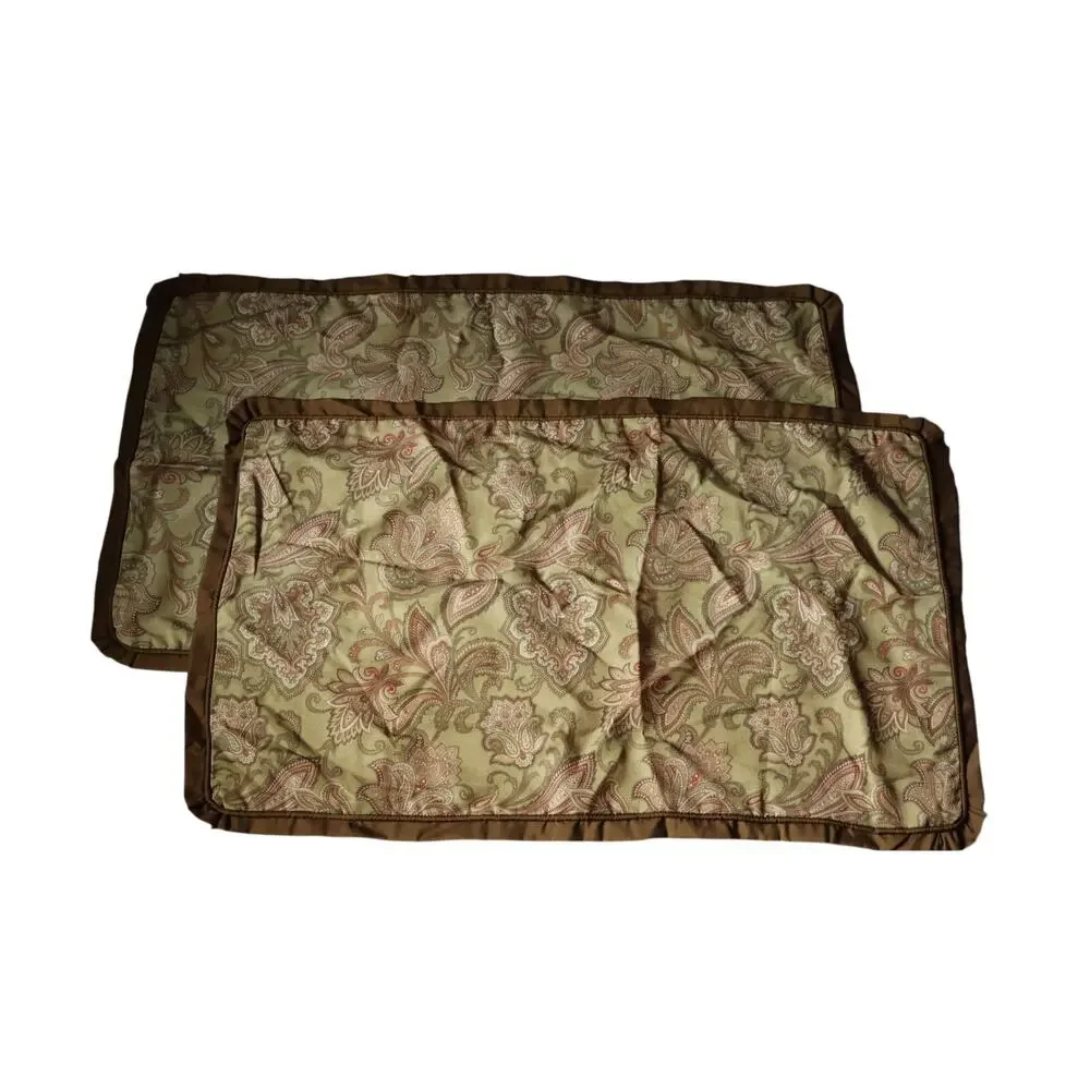 Vintage Y2K Sage Green Red Yellow Earthy Paisley KING Pillow Case Sham SET Boho